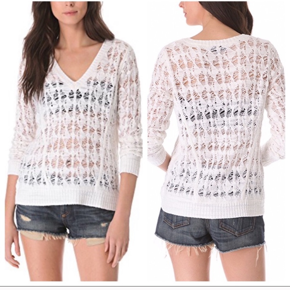 Rag & Bone Vicky Open Knit White Sweater